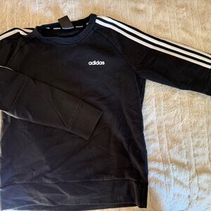 Adidas Black Crewneck Sweater with White Stripes